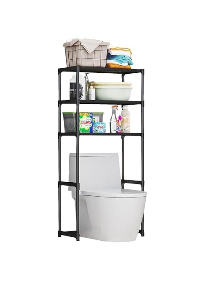 MIXDE Over the Toilet Storage Rack, 3-Tier High Capacity Bathroom Storage Shelf with Thickened Steel Pipe, Space-Saving Bathroom Organizer Rack for Home, Hotel - Image 1