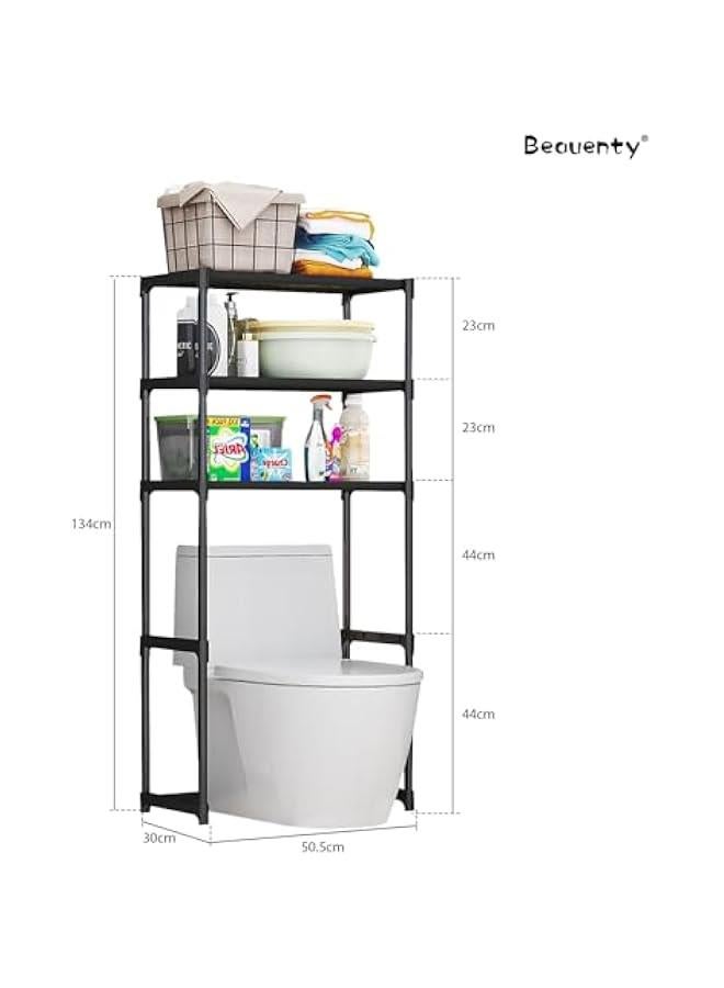 MIXDE Over the Toilet Storage Rack, 3-Tier High Capacity Bathroom Storage Shelf with Thickened Steel Pipe, Space-Saving Bathroom Organizer Rack for Home, Hotel - Image 2