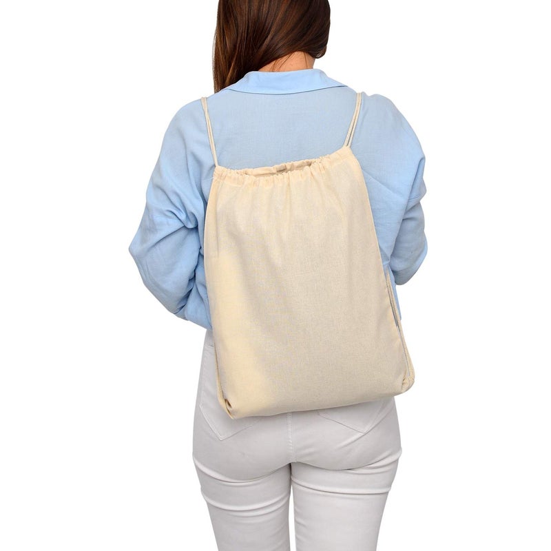 TBF Cotton Drawstring Backpack Gym Sack, Canvas Cinch Sport Pack for Men, Women - Image 5