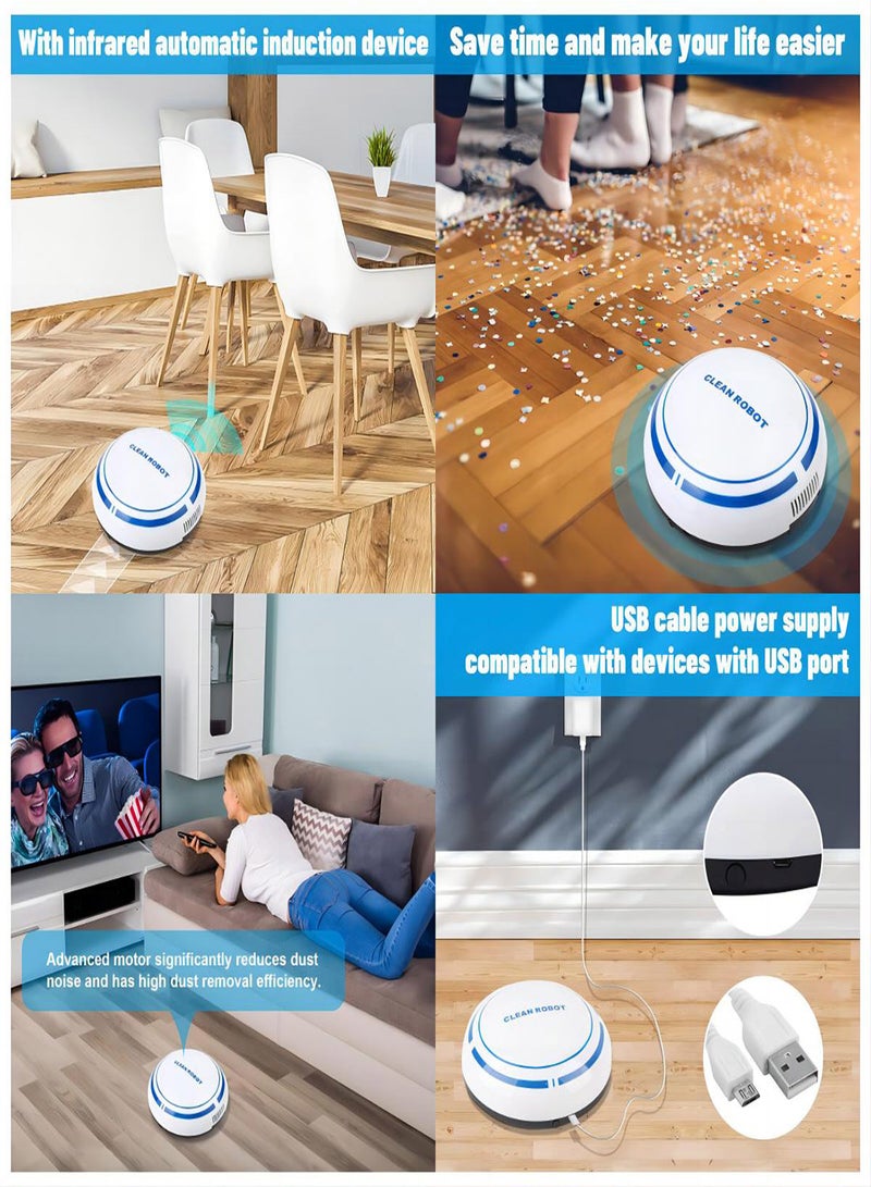 Excefore Robot Vacuum Cleaner Smart Automatic Floor Robot Slim Light Design Household USB Rechargeable for Clean Carpet Hardwood Floor and Pet Hair Mini Automatic Induction Vacuum - Image 4