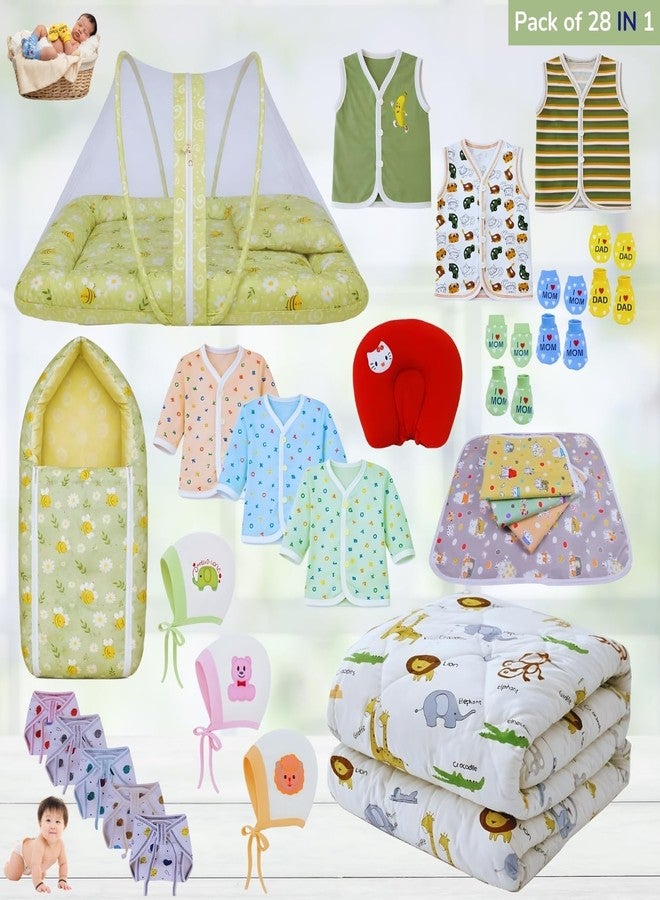 Toddylon Newborn Baby Essentials Kit 28 Items Combo Set | New Born Baby Kit 0–6 Months | Baby Products Maternity Delivery Bag Kit (Green) - Image 2
