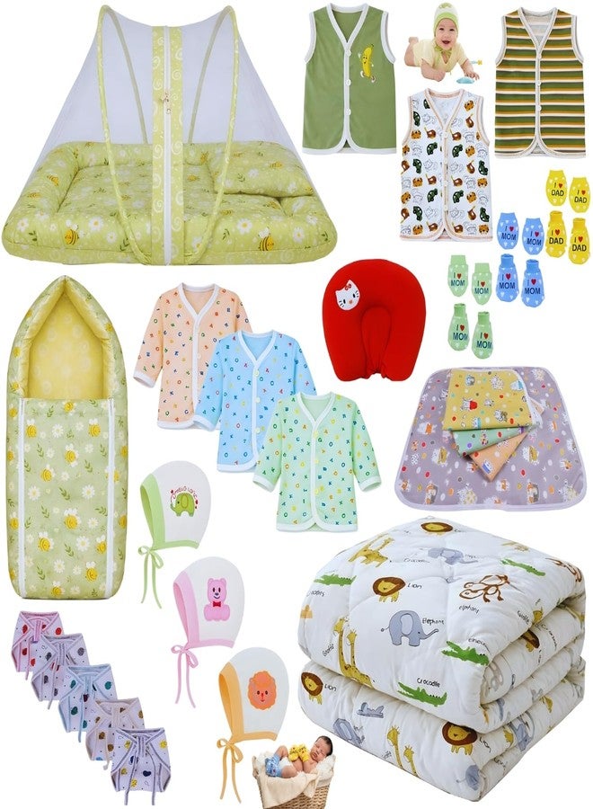 Toddylon Newborn Baby Essentials Kit 28 Items Combo Set | New Born Baby Kit 0–6 Months | Baby Products Maternity Delivery Bag Kit (Green) - Image 1