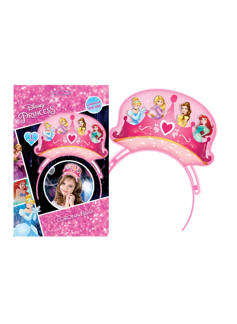 Ciao Disney Princess Light-Up Crown – Glowing Pink Tiara Headband Featuring Cinderella, Rapunzel, Belle & Ariel for Kids’ Parties - Image 1
