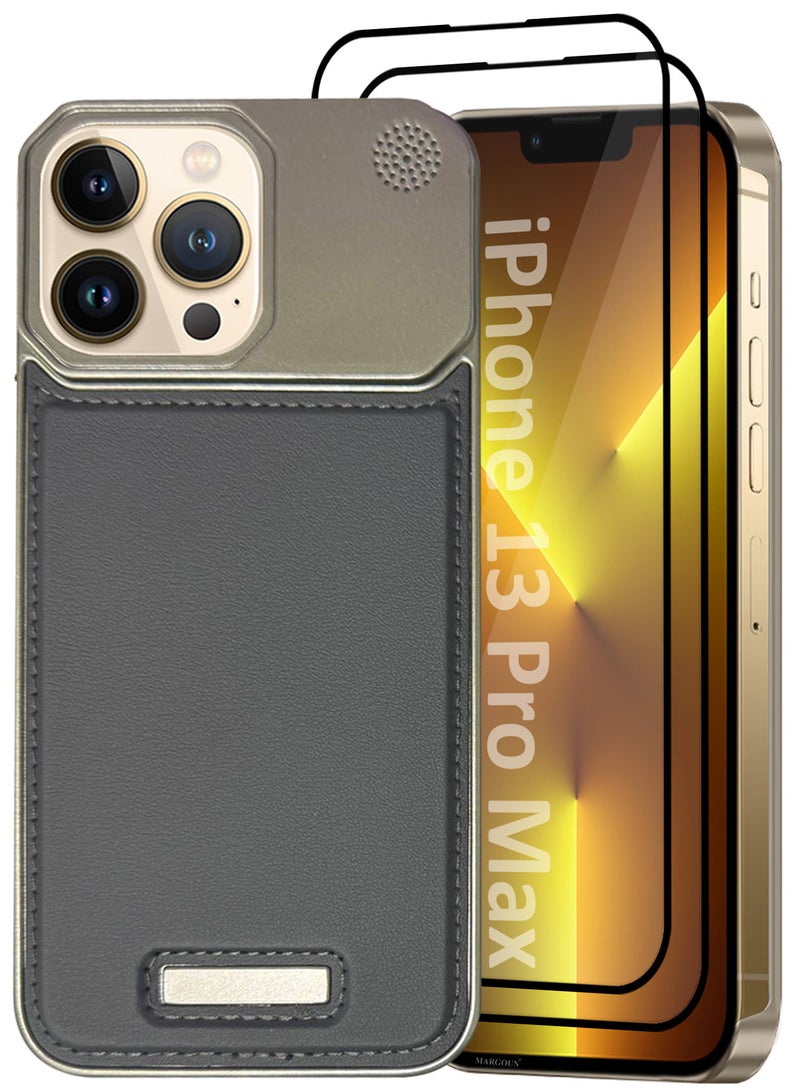 CATANES iPhone 13 Pro Max 3 Pack Case Leather Metal Design, Slim Lightweight Minimalist Cover,1 Case 2 Screen Protectors - Image 2