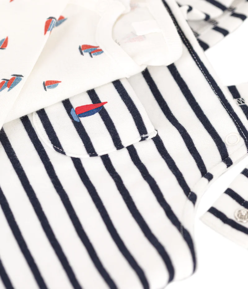 Petit Bateau Babies' cotton dungarees and bodysuit set