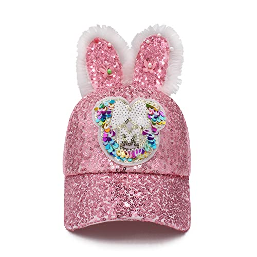 VRITRAZ Bunny, Net and Cartoon Character Printed Little Cap for Kids, Baby Girls and Boys (Pink) 4-5 Years - Image 4