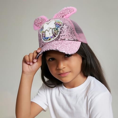 VRITRAZ Bunny, Net and Cartoon Character Printed Little Cap for Kids, Baby Girls and Boys (Pink) 4-5 Years - Image 2