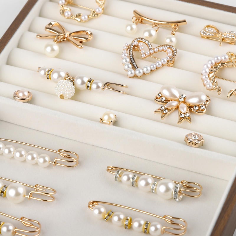 ELLEWIN 60 Pcs Charms for Socks Shoe Charms Safety Pin Brooch Gold Charms for Women Pearl Rhinestone Brooch Pins Junk Socks Pins Kit for Hat Clothes Shoe - Image 3