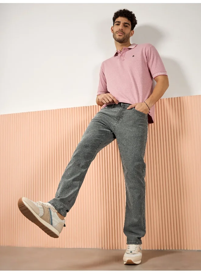Beyoung cotton lycra Light Grey Regular Fit Jeans for men
