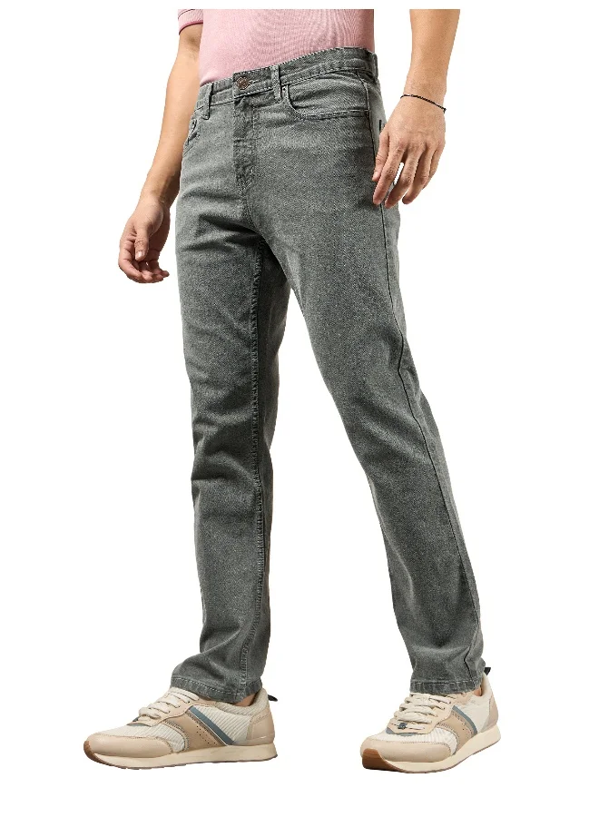 Beyoung cotton lycra Light Grey Regular Fit Jeans for men