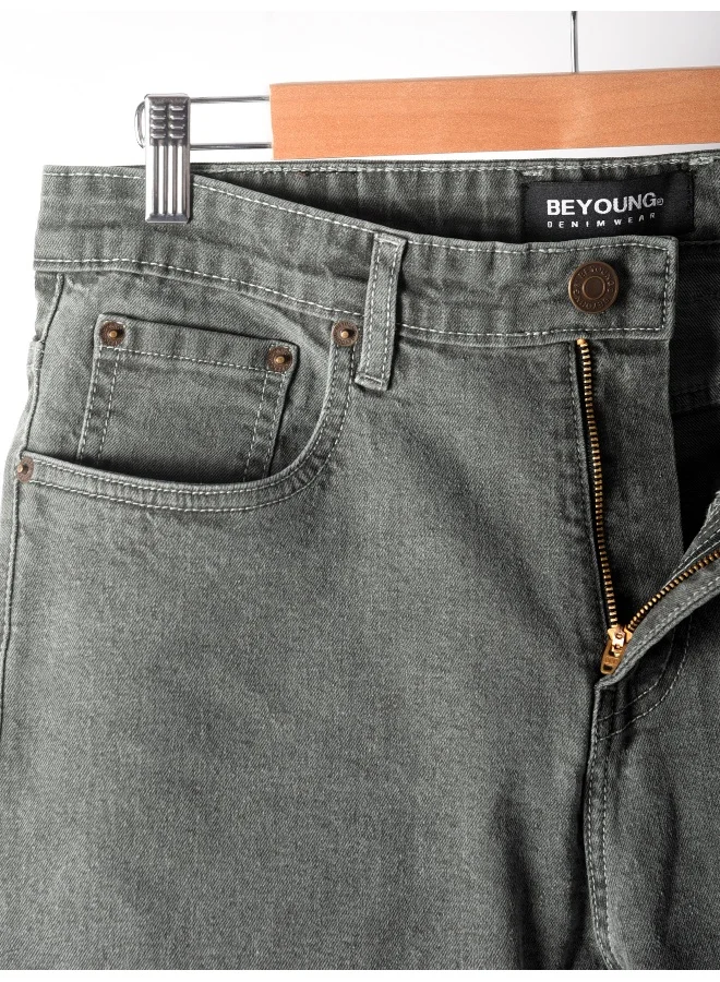 Beyoung cotton lycra Light Grey Regular Fit Jeans for men