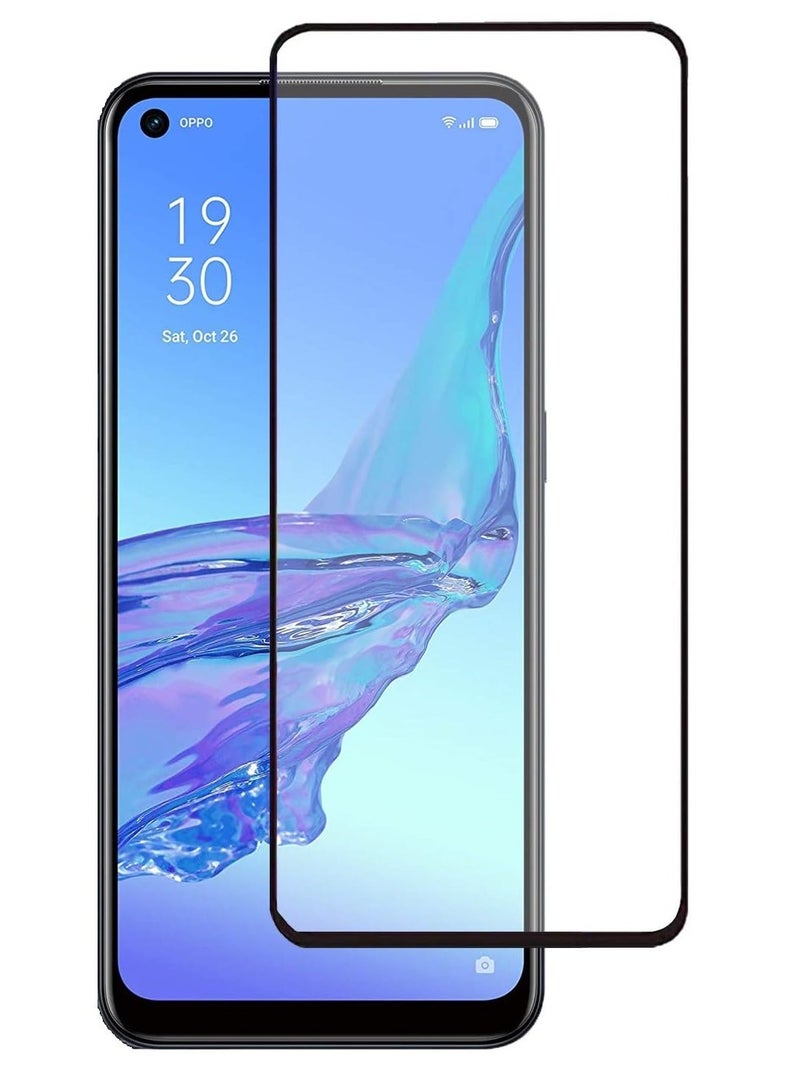 واقي شاشة زجاجي كامل التغطية لهاتف Oppo A52, A72, A92 - إطار أسود من M7molge - Image 1