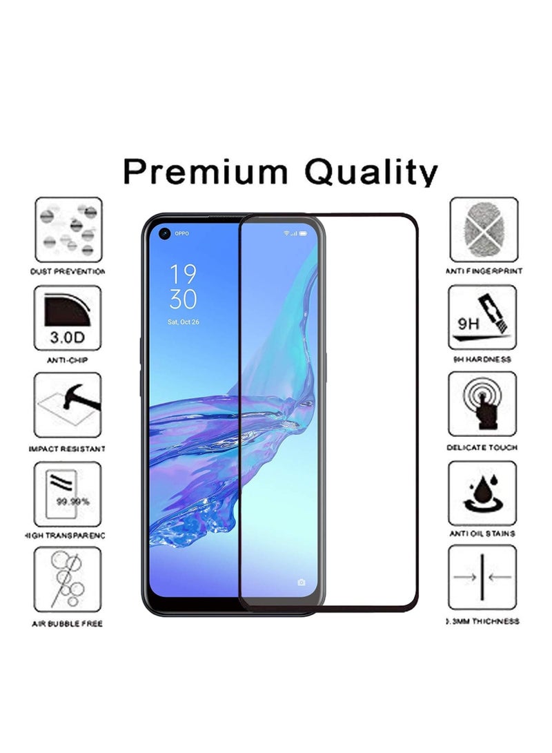 واقي شاشة زجاجي كامل التغطية لهاتف Oppo A52, A72, A92 - إطار أسود من M7molge - Image 5