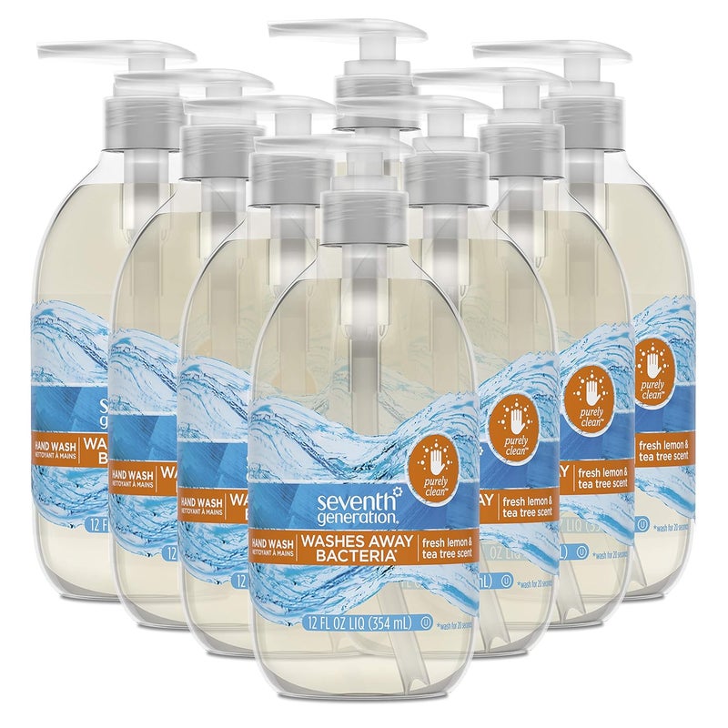 Seventh Generation Purely Clean Hand Wash Soap Fresh Lemon and Tea Tree 12 Fl Oz Pack of 8