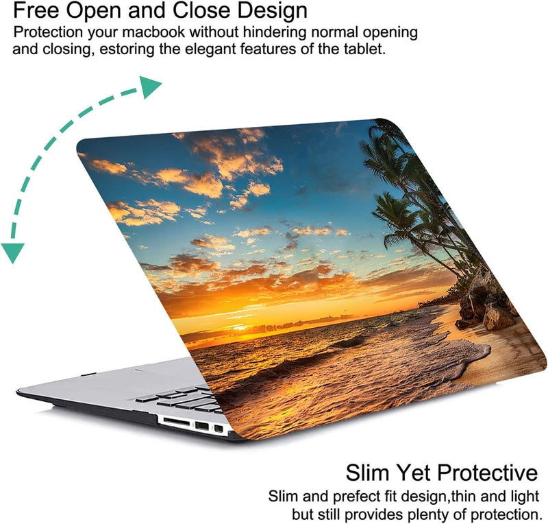 KEROM Compatible with MacBook Pro 13 inch Case 2022-2016 Release M2 M1 A2338 A2289 A2251 A2159 A1989 A1706, Plastic Hard Shell Case & Keyboard Cover, Has Logo Cutout, Beach Sunset - Image 3