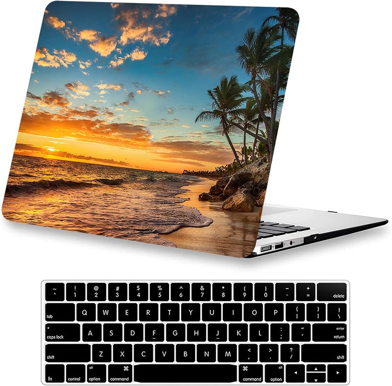 KEROM Compatible with MacBook Pro 13 inch Case 2022-2016 Release M2 M1 A2338 A2289 A2251 A2159 A1989 A1706, Plastic Hard Shell Case & Keyboard Cover, Has Logo Cutout, Beach Sunset - Image 1