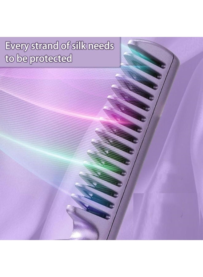 فرشاة فرد الشعر الكهربائية اللاسلكية 2 في 1 مع 3 درجات حرارة قابلة للتعديل – لون بنفسجي، مثالية للتمليس السريع والمحمول. - Image 2