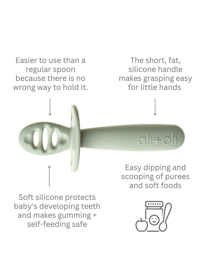 Ali+Oli (3pc) Silicone Spoon Set for Baby (Pine) Unbreakable Baby Spoons, Self Feeding Utensils, Multi-stage Design, Ergonomic Handle - Image 4