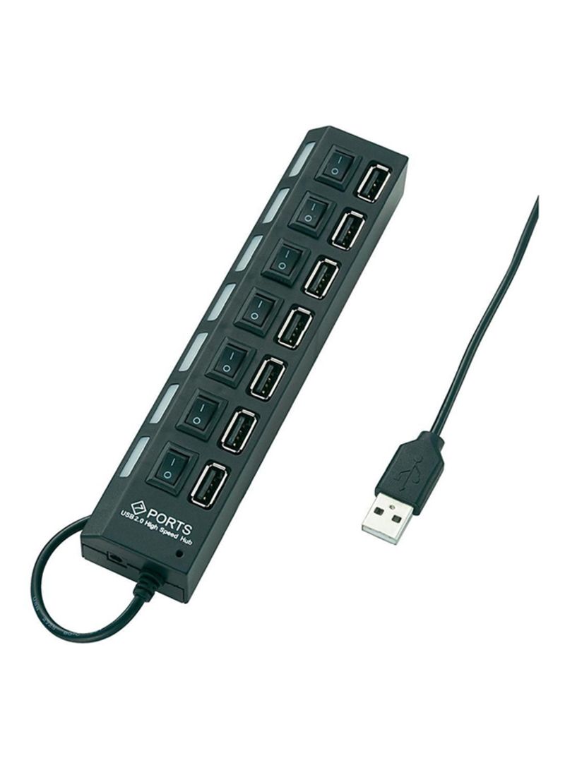 موزع USB به 7 منافذ أسود