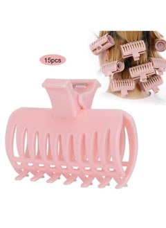 Brrnoo Hot Roller Clips 15Pcs/Set Hair Curler Claw Clips Hair Roller Fixing Clamp Hair Rollers Curlers For Women Girls Hair Section Styling Hairdressing Hair Perm Clip Snap On Rollers Self Grip Rollers(Pink)  - Image 3