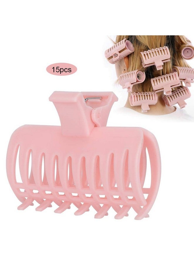 Brrnoo Hot Roller Clips 15Pcs/Set Hair Curler Claw Clips Hair Roller Fixing Clamp Hair Rollers Curlers For Women Girls Hair Section Styling Hairdressing Hair Perm Clip Snap On Rollers Self Grip Rollers(Pink) - Image 3
