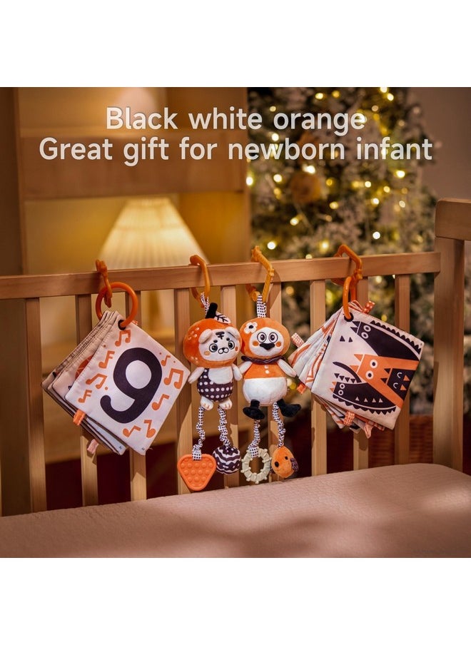 TUMAMA KIDS TUMAMA KIDS Black and White Baby Toys, Stroller Activity Toy,High Contrast Rattle Toy & Soft Book Set,Tummy Time Plush Hanging Toys,Early Educational Toys for Infant Babies 0 3 6 9 12 Month  - Image 2