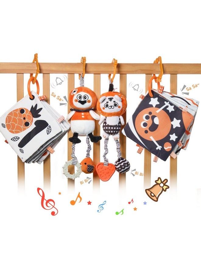 TUMAMA KIDS TUMAMA KIDS Black and White Baby Toys, Stroller Activity Toy,High Contrast Rattle Toy & Soft Book Set,Tummy Time Plush Hanging Toys,Early Educational Toys for Infant Babies 0 3 6 9 12 Month  - Image 1