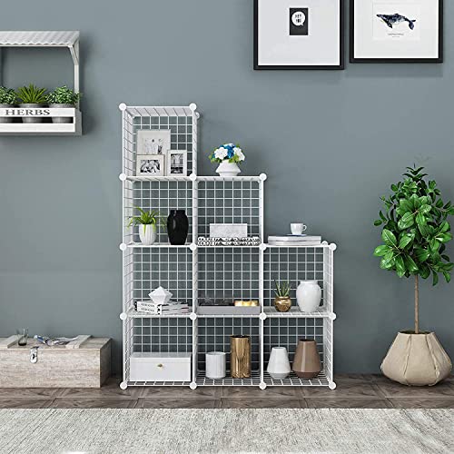 C&AHOME Wire Cube Storage, 9-Cube Organizer Metal, Wire C Grids Storage, Storage Bins Shelf, Modular Bookshelf, Closet Cabinet Ideal for Home, Living Room, Office 36.6”L x 12.4”W x 48.4”H White - Image 4