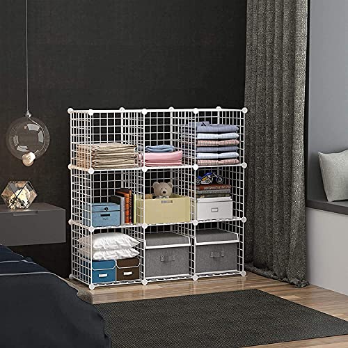 C&AHOME Wire Cube Storage, 9-Cube Organizer Metal, Wire C Grids Storage, Storage Bins Shelf, Modular Bookshelf, Closet Cabinet Ideal for Home, Living Room, Office 36.6”L x 12.4”W x 48.4”H White - Image 3