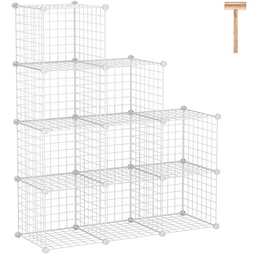 C&AHOME Wire Cube Storage, 9-Cube Organizer Metal, Wire C Grids Storage, Storage Bins Shelf, Modular Bookshelf, Closet Cabinet Ideal for Home, Living Room, Office 36.6”L x 12.4”W x 48.4”H White - Image 1