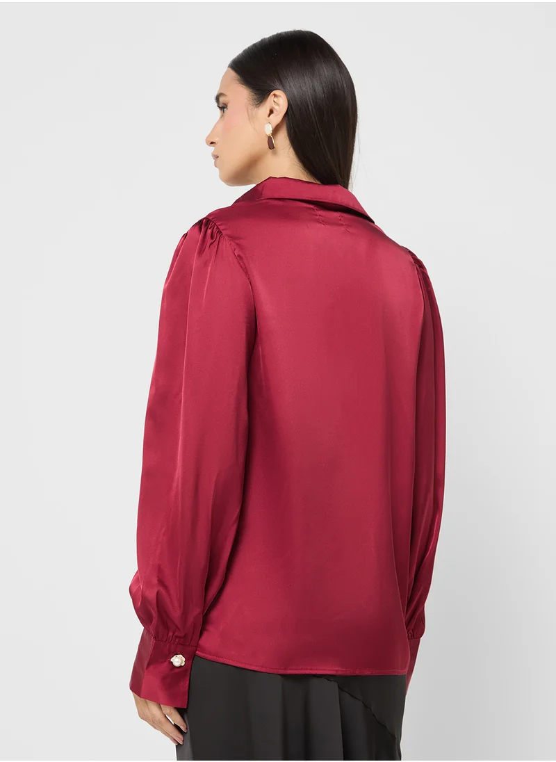 ايلا Satin Shirt With Puff Sleeves