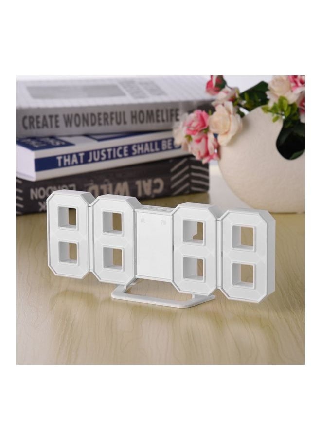 Digital Clock With LED Display White 215x25x85mm