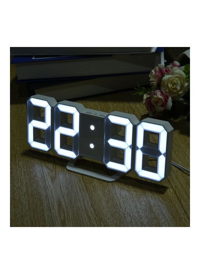 Digital Clock With LED Display White 215x25x85mm