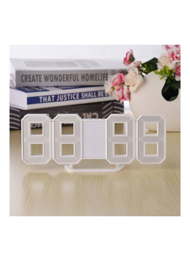 Digital Clock With LED Display White 215x25x85mm