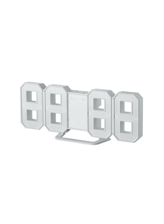 Digital Clock With LED Display White 215x25x85mm