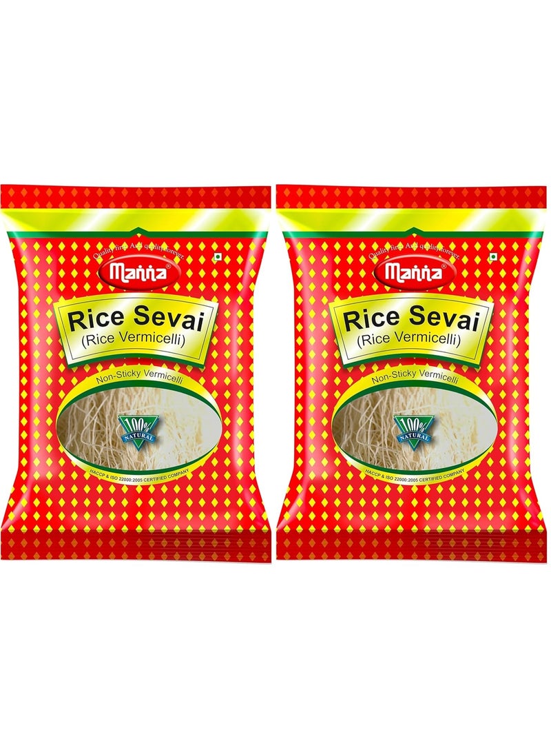 Manna Vermicelli 500 grams|Rice Sevai|Seviyan|Vegetarian Semiya (Pack of 2) - Image 1