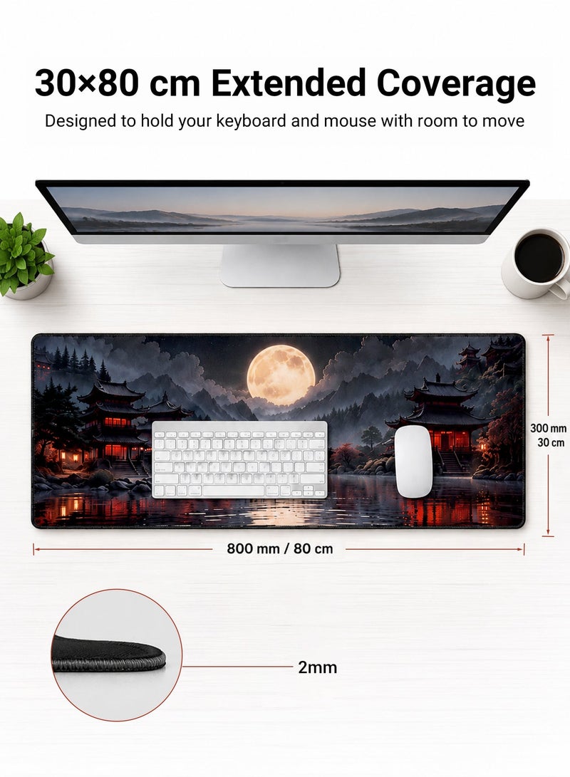 Large Desk Mouse Gaming Mouse Pad Extended XXL Keyboard Pad 800 x 300 mm Japanese Desk Mat Non-Slip Desk Mat Gaming Mouse Pad Thick Rubber Desk Pad Mouse Pad Suitable for Gaming Office and Home Use - Image 3