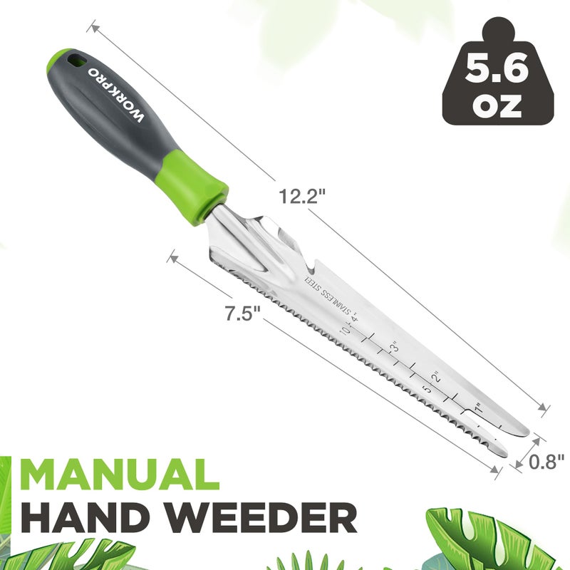 WORKPRO Hand Weeder Puller, 5-in-1 Stainless Steel Garden Trowel with Soft Handle, Gardening Weeding Tool for Easy Weeder Removal, Planting, Weeding, Flower & Vegetable Care in Garden Lawn Yard - Image 2