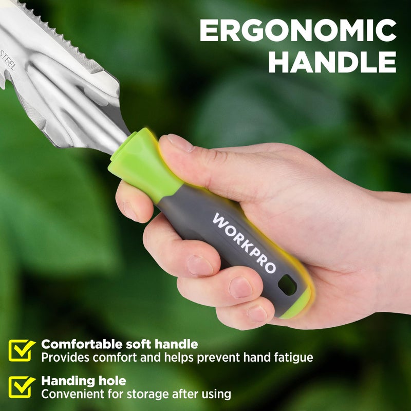 WORKPRO Hand Weeder Puller, 5-in-1 Stainless Steel Garden Trowel with Soft Handle, Gardening Weeding Tool for Easy Weeder Removal, Planting, Weeding, Flower & Vegetable Care in Garden Lawn Yard - Image 4