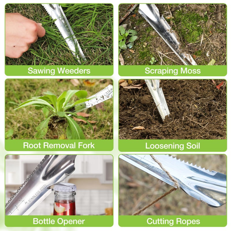 WORKPRO Hand Weeder Puller, 5-in-1 Stainless Steel Garden Trowel with Soft Handle, Gardening Weeding Tool for Easy Weeder Removal, Planting, Weeding, Flower & Vegetable Care in Garden Lawn Yard - Image 5