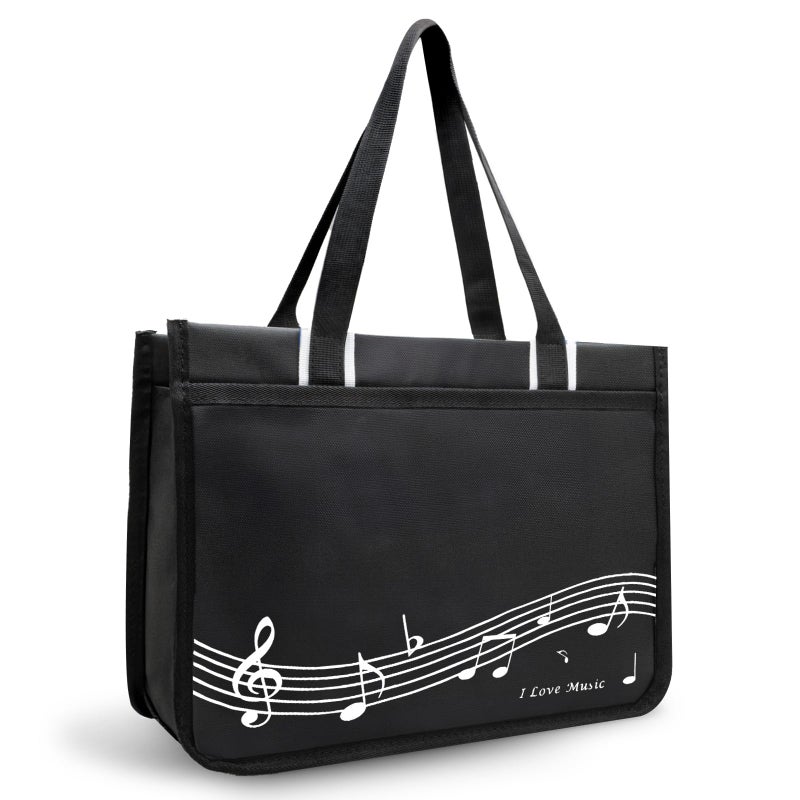BestSounds Piano Bag Zipper Waterproof Music Book Tote Bag Piano Accessories for Students Kids Women Gifts for Musicians Black Music - Image 2
