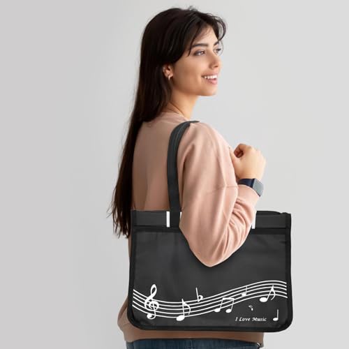 BestSounds Piano Bag Zipper Waterproof Music Book Tote Bag Piano Accessories for Students Kids Women Gifts for Musicians Black Music - Image 3