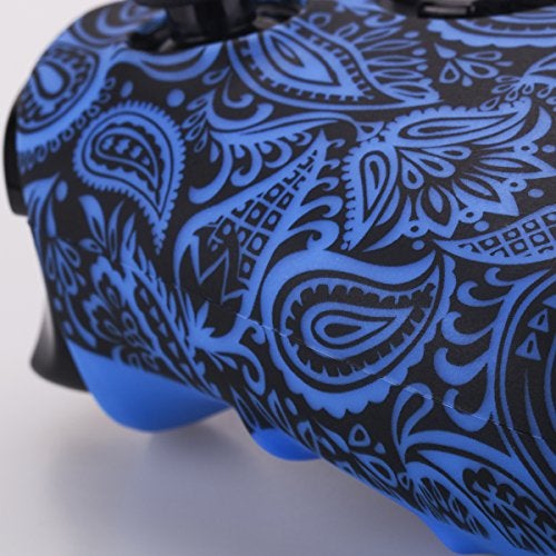 YoRHa Printing Rubber Silicone Cover Skin Case for Xbox One S/X Controller x 1(Flowers&Blue) with PRO Thumb Grips x 8 - Image 4