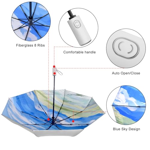 Cuby UV Sun Umbrella Compact Folding Travel Umbrella Auto Open and Close for Windproof, Rainproof & 99.9% UV Protection Parasol with Silver Anti-UV Coating - Image 4