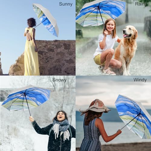 Cuby UV Sun Umbrella Compact Folding Travel Umbrella Auto Open and Close for Windproof, Rainproof & 99.9% UV Protection Parasol with Silver Anti-UV Coating - Image 2