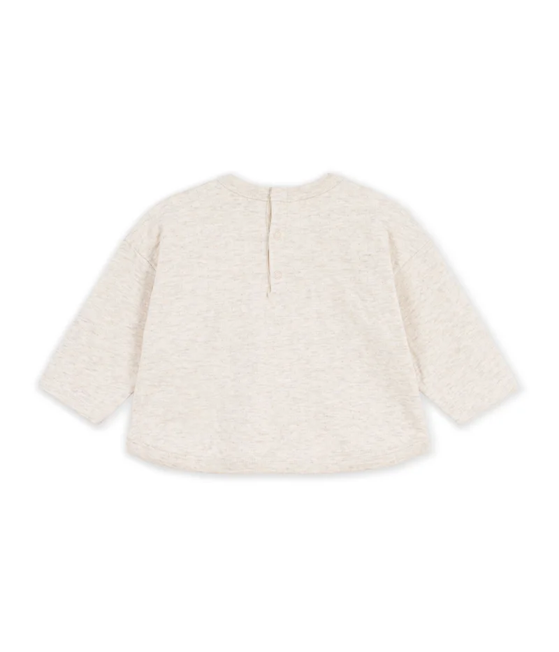 Petit Bateau Babies' Long-Sleeved Plain Cotton T-Shirt With A Motif