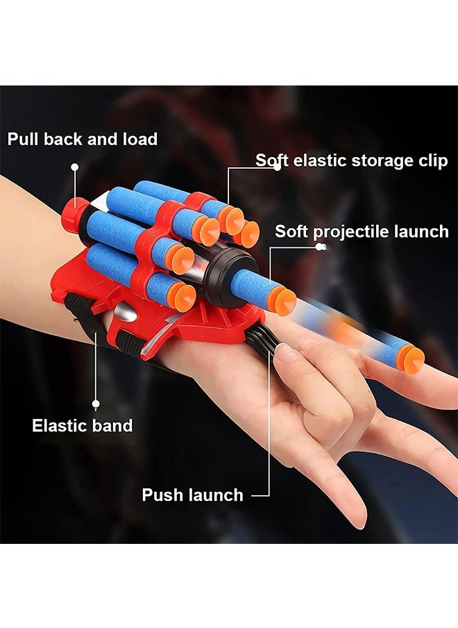 Generic - Spider Gloves Man Web Shooter Toy, Super Hero Web Shooter for Kids, Spider Man Dual Launcher Gloves Educational Toys, Spider Launcher Wrist Toys Launcher Wrist Toy Costume Cosplay Hero Props Gift (Red - Image 1