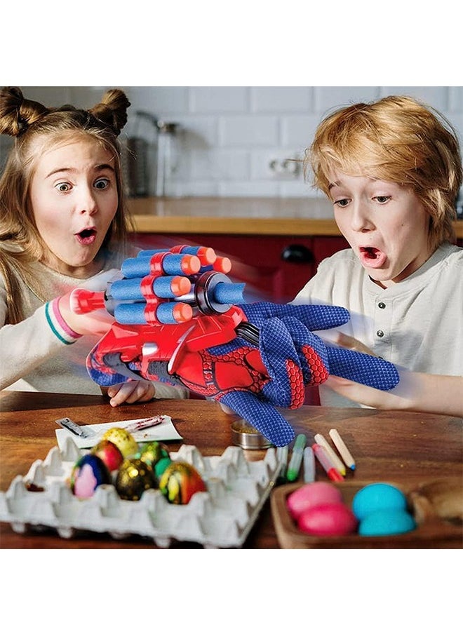 Generic - Spider Gloves Man Web Shooter Toy, Super Hero Web Shooter for Kids, Spider Man Dual Launcher Gloves Educational Toys, Spider Launcher Wrist Toys Launcher Wrist Toy Costume Cosplay Hero Props Gift (Red - Image 1