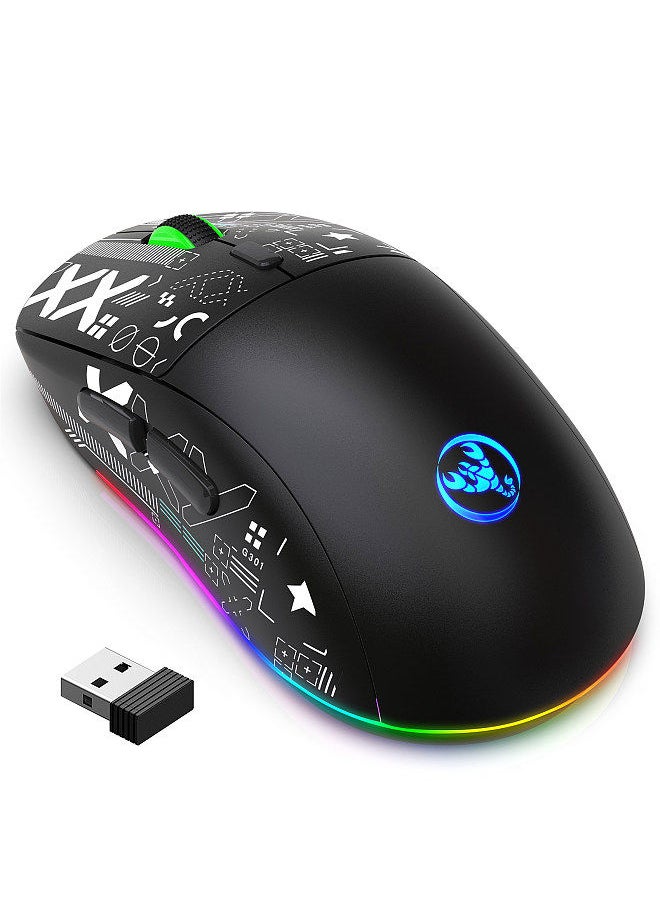 Generic - T90 2.4G Wireless Mechanical Mouse RGB Gaming Mouse Ergonomic Design 10 Million Keystroke Lifetime 3600DPI 11 RGB Lighting Modes - Image 1