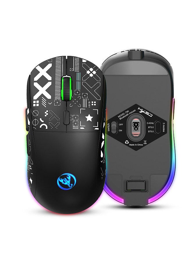 Generic - T90 2.4G Wireless Mechanical Mouse RGB Gaming Mouse Ergonomic Design 10 Million Keystroke Lifetime 3600DPI 11 RGB Lighting Modes - Image 1
